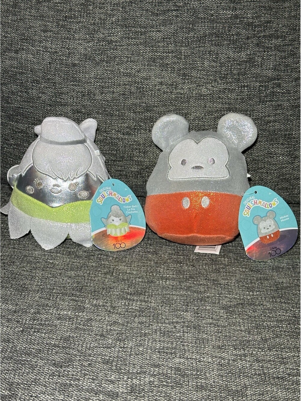 Squishmallows Disney 100 Mickey Mouse & Tinker Bell 5" (2) Set Metallic NWT READ